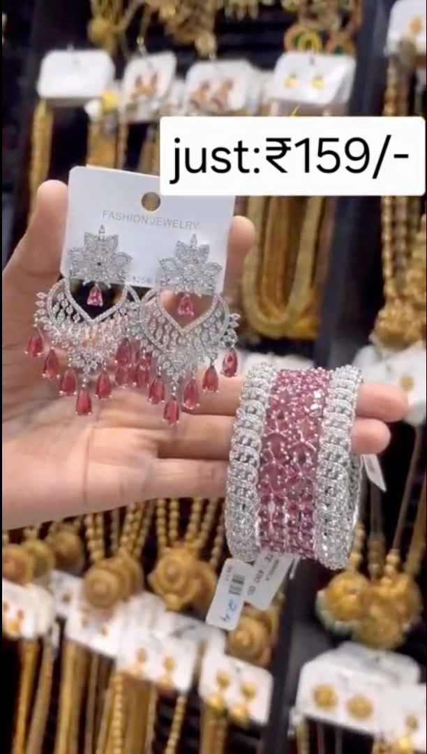 Mint Stone Jewelry Set (Earrings & Bangles)