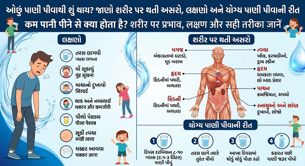 Ochhu Paani Pivathi Shu Thay? Jaano Sharir Par Thati Asaro, Lakshano Ane Yogya Paani Pivani Rit